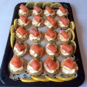 Smoked Salmon and cream cheese blinis